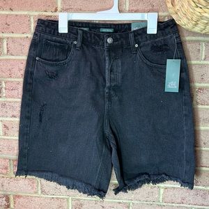 NEW Wild Fable High - Rise Bermuda Shorts Black Wash Distressed